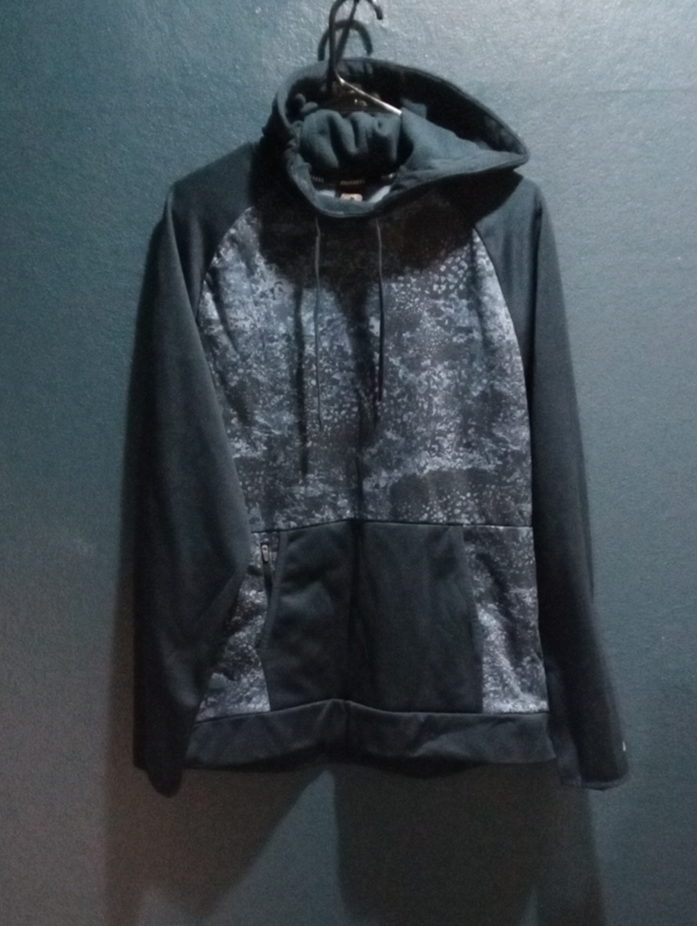 Russell Athletic Black Hooded Performance Jacket with Gray Pattern